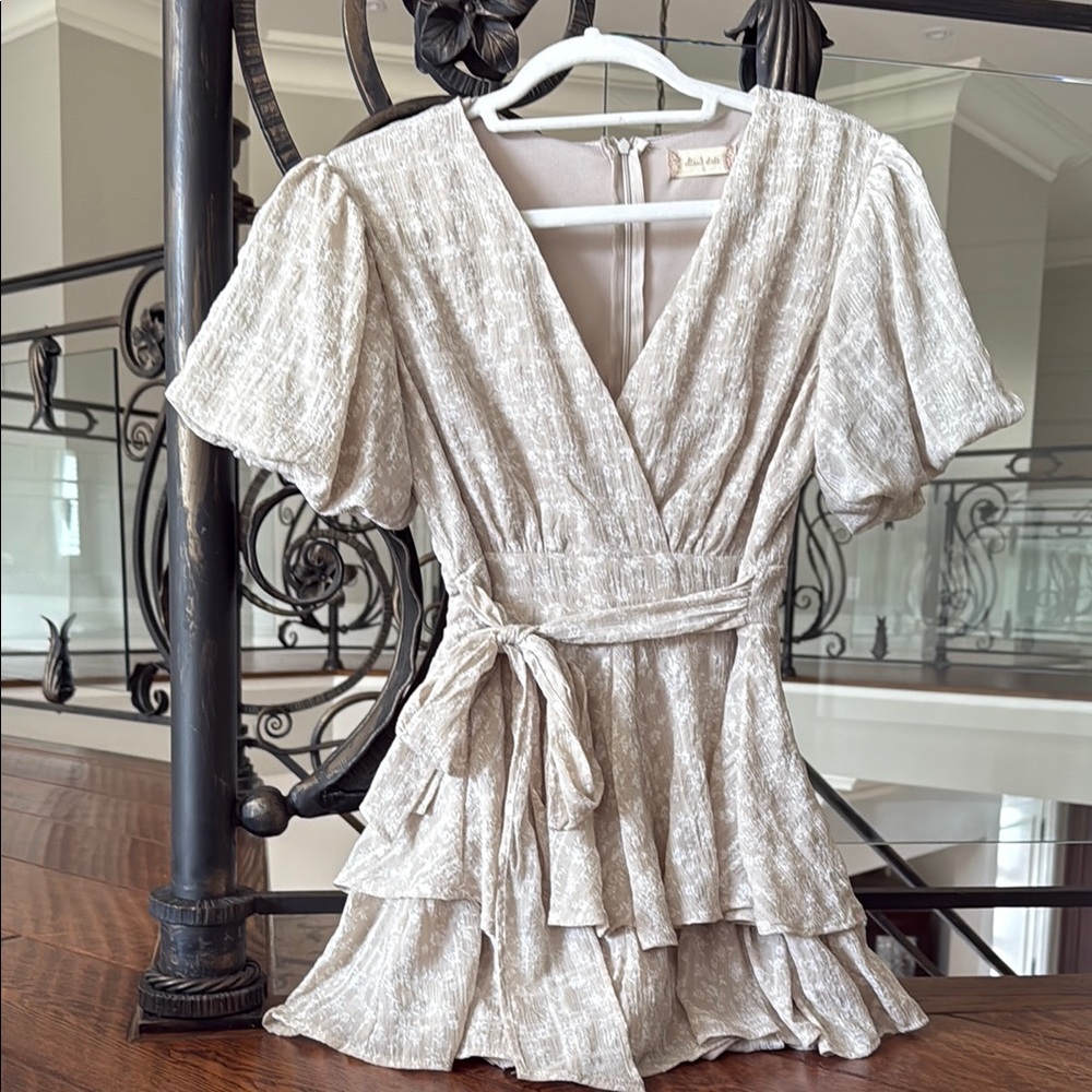 Elegant Beige Wrap Romper